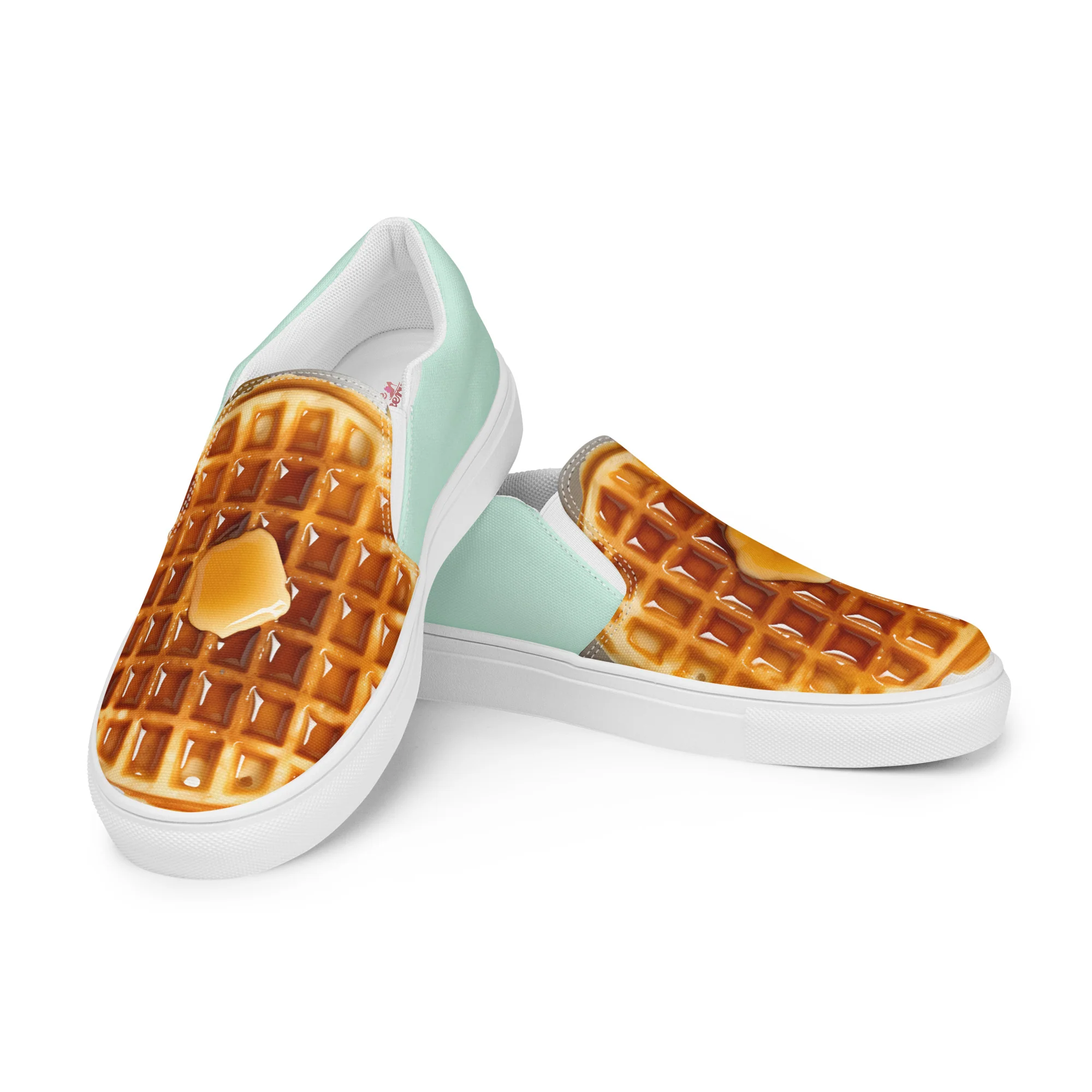 Waffle Women’s slip-on canvas shoes-Mint - Image 5