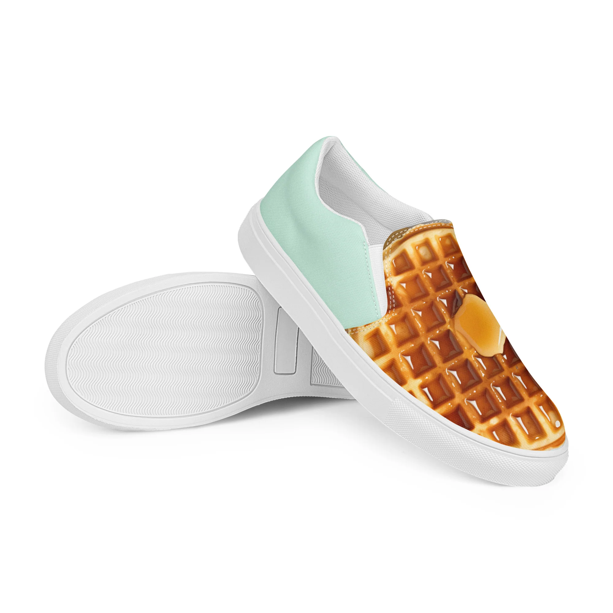 Waffle Women’s slip-on canvas shoes-Mint - Image 6