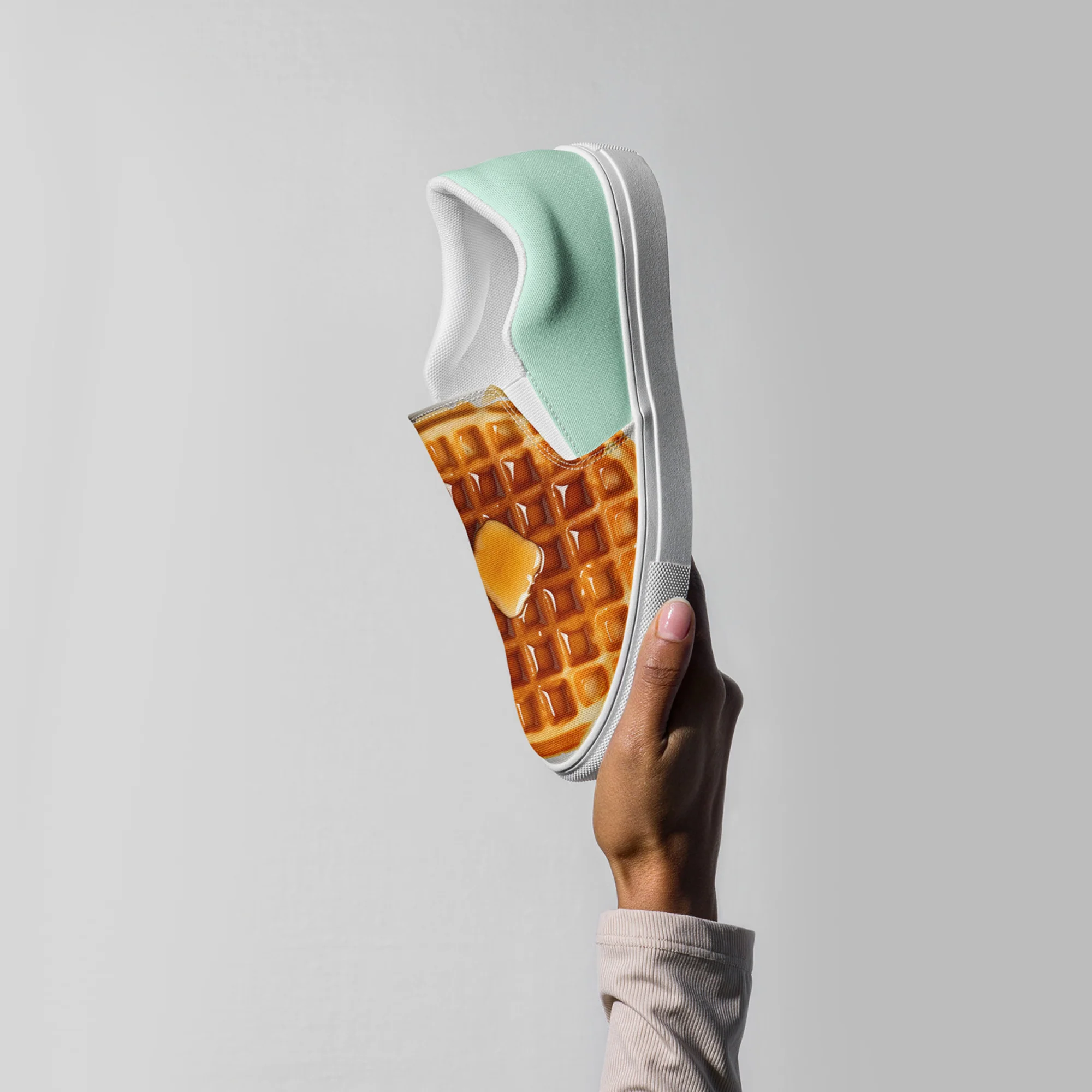 Waffle Women’s slip-on canvas shoes-Mint - Image 7